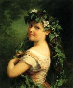 Fritz Zuber-Buhler Girl with wreath oil painting
